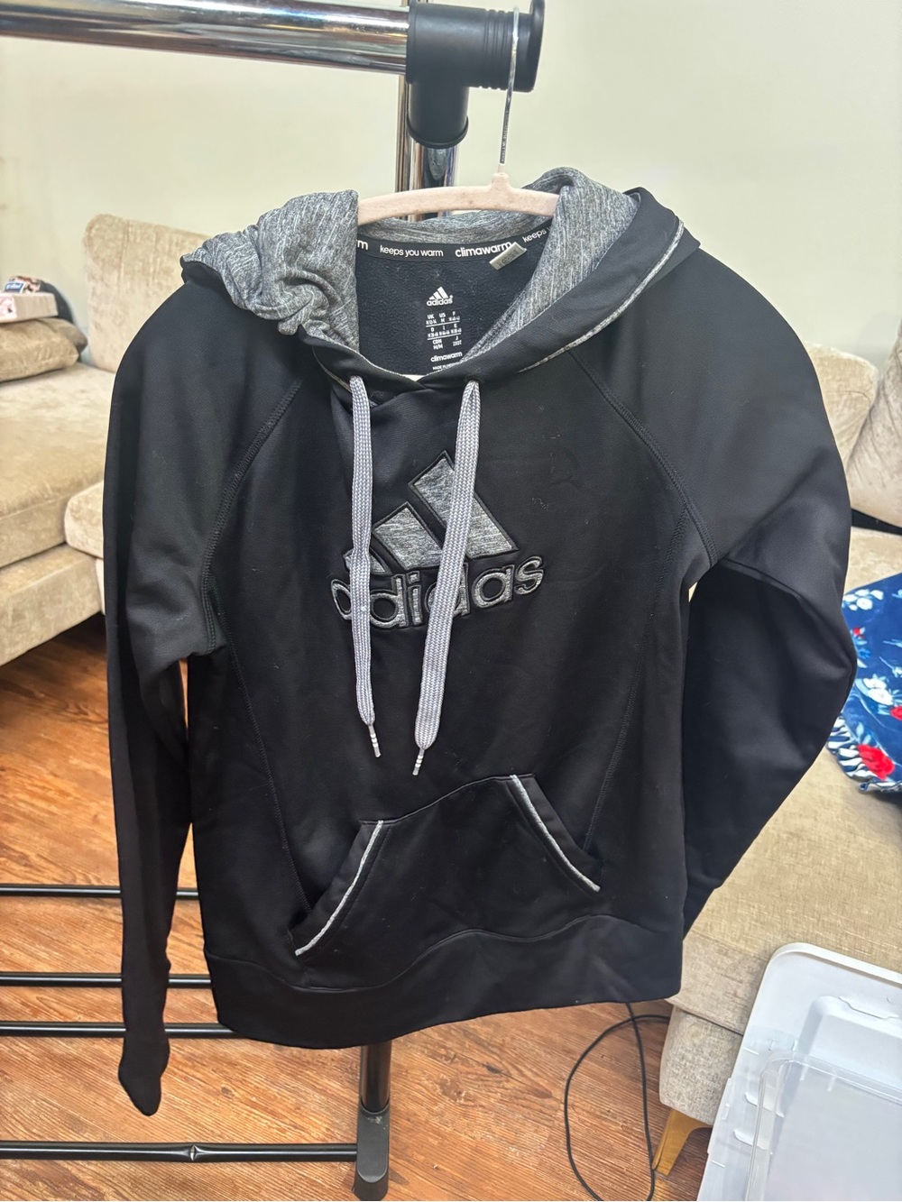 adidas Women’s Black Hoodie with Gray Accents